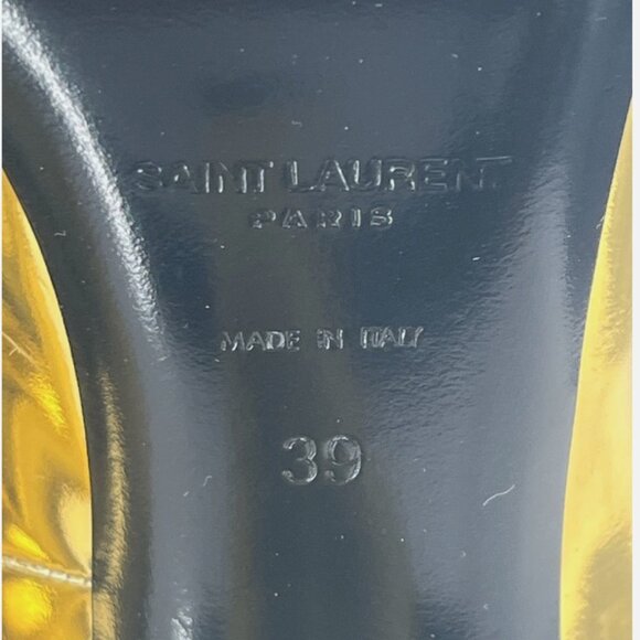 Saint Laurent Paris Kiki Gold Patent Leather Women Pointed ToHeels Shoes Size 39 - Picture 12 of 12